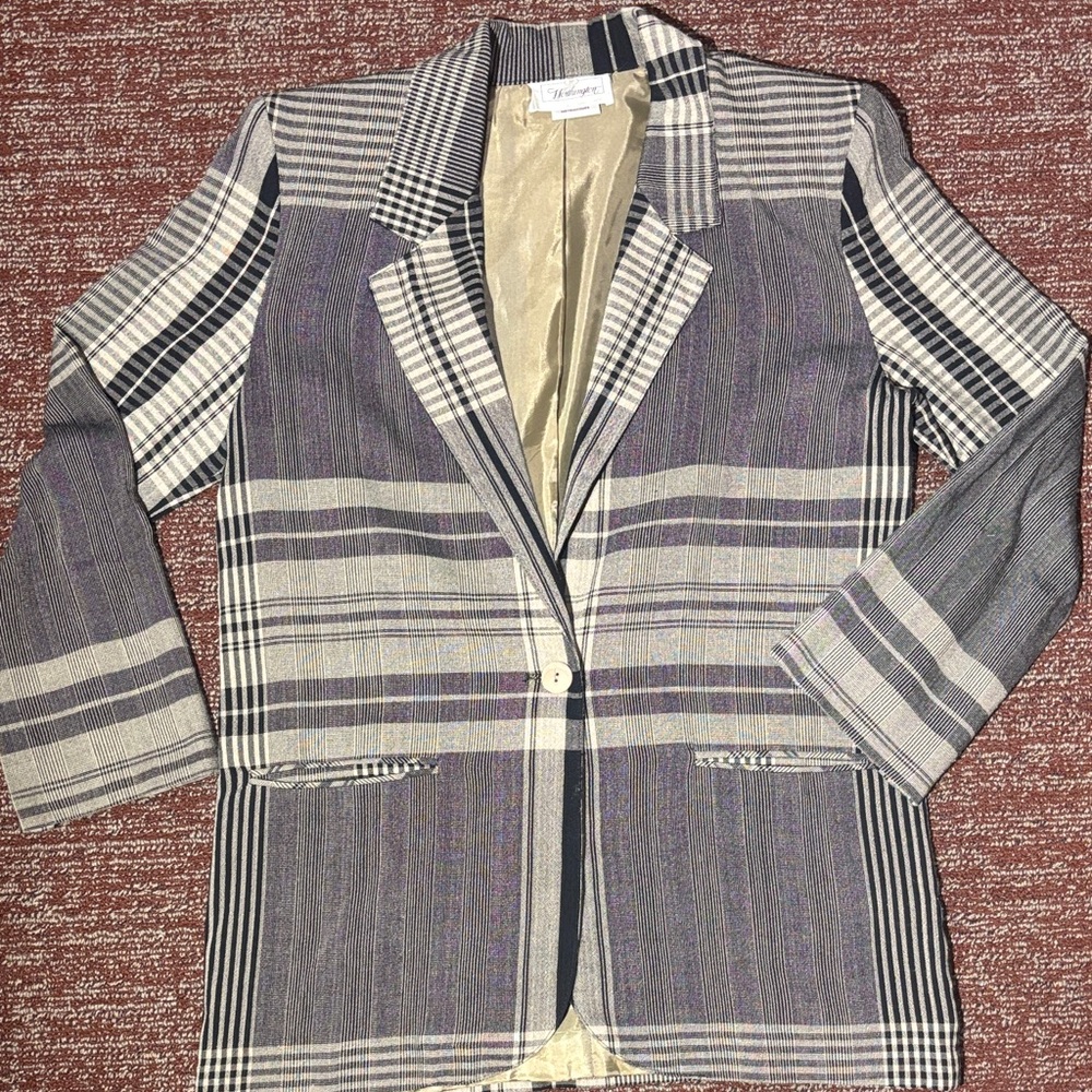 Vintage plaid 90s boxy casual plaid sport coat bold plaid neutral loose fit